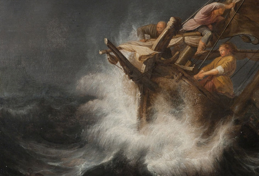 "Calming the Storm" (1637, detail) by Simon de Vlieger (Wikimedia Commons/Art Collection of the University Göttingen) "Calming the Storm" (1637, detail) by Simon de Vlieger (Wikimedia Commons/Art Collection of the University Göttingen)